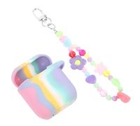 DECOMELODY Rainbow Earphone Case with Hyuna Flower Chain Smooth Comfortable Protective Headset Cover Compatible with Airpods Wireless Earphone Container with Strap
