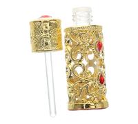 DECOMELODY Refillable Arabian Perfume Oil Bottle 3ml Vintage Glass Travel Fragrance Container Portable Essential Oil Dispenser Decorative Handcrafted Gold