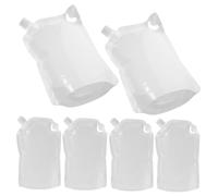 DECOMELODY Refillable Squeeze Pouches 6Pcs 1L Leak-Proof Plastic Travel Pouches for Toiletries Lotion Shampoo Makeup Portable Lightweight Space-Saving Fluid Packaging Bags