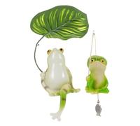 DECOMELODY Resin Frog Fishing Statue with Lotus Leaf Outdoor Garden Decoration Figurine for Lawn Patio Realistic Animal Ornament for Versatile Indoor and Water Tank Display