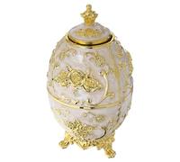 DECOMELODY Retro Decorative Toothpick Holder Dispenser with Press-top Self-pressing Mechanism Gold White Rose Pattern Storage Jar Portable Travel-friendly Box for Home Parties Weddings and