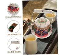 DECOMELODY Retro Enamel Teakettle Stovetop Tea Kettle with Heat Resistant Base Vintage Floral Pattern Coffee and Water Pot for Gas and Induction Cookers Household Teapot for Home and Office