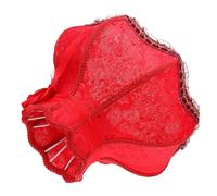 DECOMELODY Retro European Lampshade Beaded Lace Fabric Cover for Bedroom Pendant Lamp Lighting Decor 12.20X12.20X9.06In