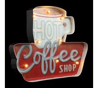 DECOMELODY Retro LED Coffee Mug Wall Light, Iron Vintage Coffee Cup Modeling Lamp for Cafe and Bar Shop Decoration, Luminous Indoor Wall Adornment Without Batteries