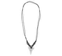 DECOMELODY Retro Shark Tooth Necklace with Wooden Beads for Surfers | Adjustable Braided Wax Rope, Resin Pendant, Bohemian Beach Style, Mens Jewelry for Neck Wear