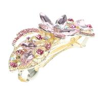 DECOMELODY Rhinestone Flower Hair Clip Barrette Elegant Spring Ponytail Holder for Women Wedding Hair Accessories with Dazzling Jewels Simple Stylish Design
