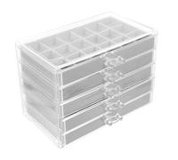 DECOMELODY Rock Collection Display Box with 90 Compartments, Acrylic Grid Storage Case for Rock Collections, 5-layer Gray Modular Display Cabinet Suitable for Collectors and Hobbyists