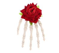 DECOMELODY Rose Finger Skeleton Hair Clip Small Size 15x8.5cm Lightweight Claw Hairpin Halloween Party Women’s Skull Hair Accessory for Masquerade Festival