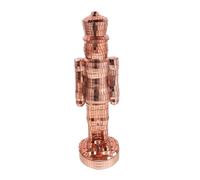 DECOMELODY Rose Gold Glass Nutcracker Statue Creative Disco Holiday Table Decoration with Light Diffusing Glass for Festive Winter Fireplace and Desktop Ornament