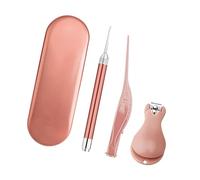 DECOMELODY Rose Gold Stainless Steel Nail Clipper Set with Nail File and Ear Cleaner Ergonomic Manicure Pedicure Tool at Home