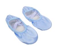 DECOMELODY Satin Ballet Shoes for Lightweight Flexible Dance Slippers Soft Sole Training Flats with Satin Ribbon for Practice Performance and Stage Use Sky Blue