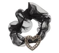 DECOMELODY Shiny Rhinestone Heart Hair Scrunchies with Elastic Black Bands Ponytail Holder for Women Soft Comfortable Hair Accessories and Wrist Bracelet Lovely Sweet Design