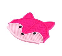 DECOMELODY Silicone Makeup Brush Scrubber Mat with Suction Cup Portable Cosmetic Cleaning Tool with Multiple Cleaning Zones Durable Fox Shaped Design Rose Red for Easy Makeup Tool Care