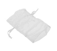 DECOMELODY Small Drawstring Jewelry Bags 10x14cm, White Lace Five-petal Flower Design, Portable Pouches for Wedding Presents and Candy Packaging, Convenient Trinket Storage