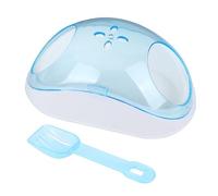 DECOMELODY Small Pet Chinchilla Hamster Sand Bath with Filter Scoop Plastic Bathroom Container Half Transparent Design for Stress Relief and Cleaning Portable for Small Animals Random Color