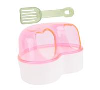 DECOMELODY Small Pet Sand Bath Heart Shape Bathroom Detachable Plastic Basin for Hamsters Chinchillas Portable Stress Relief Bathing Accessory with Transparent Half Design Random Color