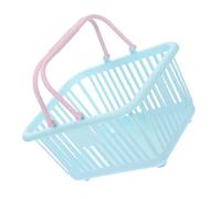 DECOMELODY Small Storage Basket with Handle Ventilated Sundry Organizer for Desk Compact Handy Container for Fruits Bathroom Blue and Pink Handle