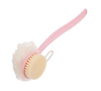 DECOMELODY Soft Bristle Long Handle Bath Brush with Dual-Sided Mesh Ball for Exfoliating and Massaging Back Scrubber Body Scrubber for Skin Cleansing and Circulation Improvement Pink