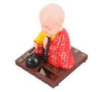 DECOMELODY Solar Shaking Head Little Monk Bobblehead Figure for Car Dashboard Compact Buddhist Monk Statue with Smooth Craftsmanship Solar-powered Nodding Ornament for Home Office and Vehicle
