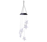 DECOMELODY Solar Star Wind Chime Light Outdoor Solar Hanging Landscape Lights Color Changing LED Night Lamp for Garden Courtyard with Black Cover
