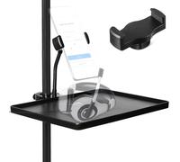 DECOMELODY Sound Card Tray with Microphone Holder for Live Broadcast and Karaoke Stable Mic Stand Shelf Compatible with Various Stands Minimalist Design for Stage Performance Equipment