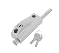DECOMELODY Spring Loaded Metal Door Latch Lock with 2 Keys, Surface Mounted and Ground Installed, Silver Sliding Patio Door Security Lock for Home and Garden Use, 7.4 X 1.6 X 1.6 Inches