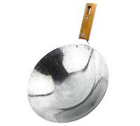 DECOMELODY Stainless Steel Kitchen Wok with Wooden Handle Traditional Frying Pan for Stir Frying and Hot Pot Cooking Heat Insulated Scald Everyday Pan Suitable for Home and Restaurant Use