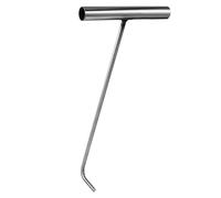 DECOMELODY Stainless Steel T-shaped Manhole Cover Hook 38cm Length 8mm Diameter Rounded Tip Well Lid Lifting Tool for Sewer and Utility Access