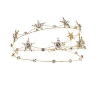 DECOMELODY Stars Bridal Rhinestone Crown Tiara Hair Accessory Wedding Headpiece for Women Engagement Party Elegant Princess Headband with Five Point Star Design Gold