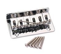 DECOMELODY String Metal Saddle Bridge Chrome for Guitar Ukulele Replacement Pre Drilled Slotted Vintage Style Musical Instrument Bridge Easy Mounting Metal Tone Enhancer