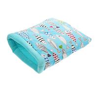 DECOMELODY Sugar Glider Pouch for Small Pets Warm Cotton Hideout for Hamsters Guinea Pigs More Cozy Winter Bed for Indoor Play Rest Blue Fish Design