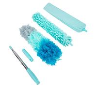 DECOMELODY Telescopic Dust Cleaning Brush with Extendable Handle Chenille Duster Head for Car Ceiling Fans Air Conditioning Sofa and Table Cleaning and Easy to Use Light Blue Kit