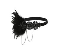 DECOMELODY Unique Tassel Headband for Women Black Party Headdress Elegant Banquet Hair Accessory Chic Female Hairband for Special Occasions and Costume Gift