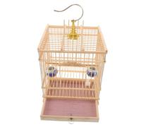 DECOMELODY Vintage Bamboo Birdcage Rectangular for Goldfinches Zosterops Carbonized Small Portable Cage with Removable Tray Ergonomic Lock Easy Maintenance Bird Habitat