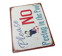 DECOMELODY Vintage Metal Swimming Pool Sign Outdoor Safety Notice Board for Pool Area Easy to Install Decorative Wall Plaque for Summer Swim Parks
