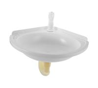 DECOMELODY Wall Mount Plastic Corner Sink with Single Cold Faucet White Triangle Bathroom Wash Basin for Small Spaces Compact Wall-Hung Vanity Vessel Sink for Easy Cleaning and Modern