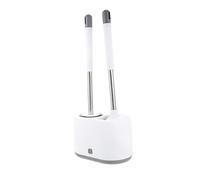 DECOMELODY Wall Mounted Silicone Toilet Brush with Base Drip Ventilated Holder Multi Angle Cleaning Heads for Bathroom Hygiene White Practical Brush Kit for Home Use