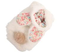 DECOMELODY Warm Floral Print Cotton Dog Coat with Bunny Ears, White Small Pet Winter Jacket for 4-6 Lbs Puppies, Fleece-Lined Button Design Dog Apparel for Cold Weather