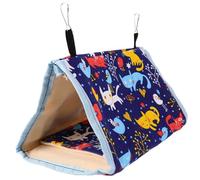 DECOMELODY Warm Parrot Bird Hammock Nest Cushion, Medium Size Soft Hanging Bird Sleeping Tent, Light Blue Edge Cat Pattern, Thickened Insulated Bed for Pet Parrots