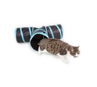 DECOMELODY Way Collapsible Cat Tunnel with Steel Frame Tear-resistant Interactive Play Tube for Cats Kittens Puppies and Rabbits Portable Black Pet Playpen for Indoor and Travel Use