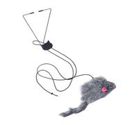 DECOMELODY Wear-resistant Interactive Cat Teaser with Black Mouse Long Hook Wand for Kitten Exercise and Indoor Play to Boost Hunting Instincts and Biting Behavior