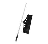 DECOMELODY Wide Detachable Black Broom with Long Stainless Steel Handle Heavy Duty Outdoor Sweeper and Floor Scrubber Brush for Garden Patio Deck Garage and Warehouse Cleaning