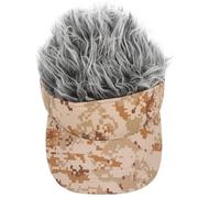 DECOMELODY Wig Baseball Cap Men's Reusable Baseball Hat Portable Sports Cap for Adults Digital Khaki and Gray Adjustable Head Protection