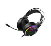 DECOMELODY Wired Rgb Luminous Gaming Headset Over-ear Noise Reduction PC Headphones with Skin-friendly Earmuffs for Immersive Game Sound and Ambient Noise Isolation Black