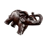 DECOMELODY Wood Carving Elephant Statue Smooth Handcrafted Wooden Animal Ornament Unique Home and Office Decor Gift for Desktop Display and Living Accent