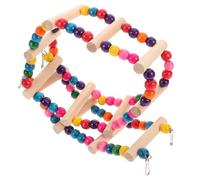 DECOMELODY Wooden Bird Ladder Climbing Toy with Colorful Beads 12-layer Parrot Perch and Swing for Parakeets Cockatiels Small Birds Cage Activity