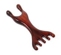 DECOMELODY Wooden Facial Massager Comb for Acupuncture Points Multi-Use Gua Sha Tool 5-Pronged Natural Wood Massage Stick