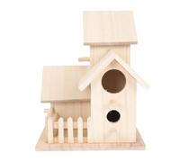 DECOMELODY Wooden Hanging Bird Nesting Box Creative Decorative Bird Breeding House Safe Mating and Nesting Shelter Garden Cage