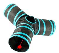 DECOMELODY Y-shape Cat Play Tunnel Indoor Cats 3 Spacious Polyester Tunnels Interactive Small Ball Kitten Self-entertainment Fun Play