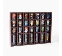 DECOMIL - 28 Shot Glass Shooter Display Case Holder Cabinet Rack, Solid Wood, NO Door (Cherry, 28 Glass)